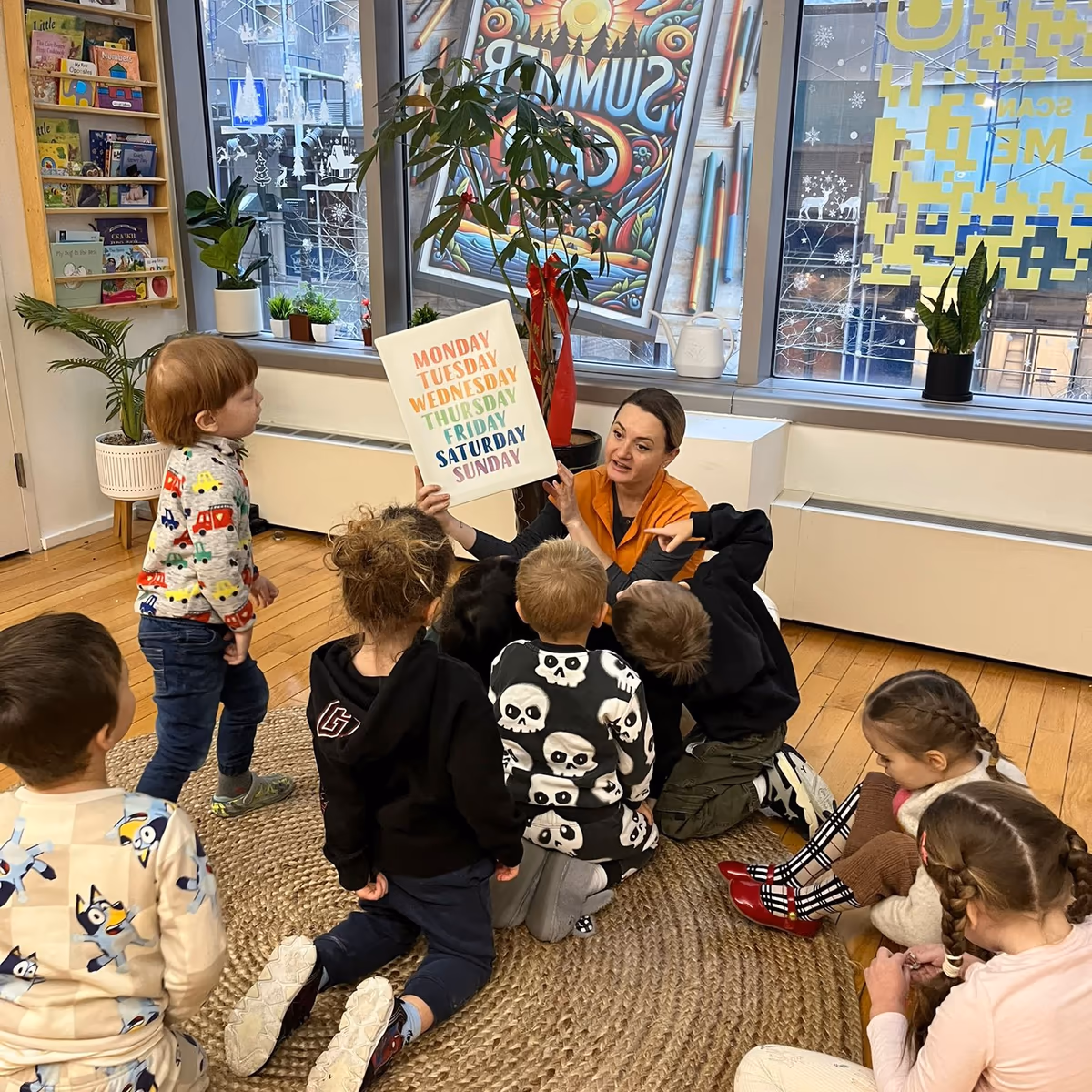 Diverse group of children playing together at lower Manhattan preschool